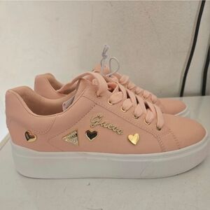Guess Women's Blush Sneakers with Gold Accents